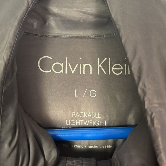 Calvin Klein Gray Duck Down Filled Packable Puffer Full Zip Jacket Size Large - Picture 3 of 10